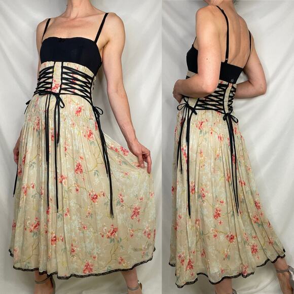 SOLD VDP Collection Italy silk lace-up corset fairy grunge dress goth whimsigoth - Picture 17 of 17